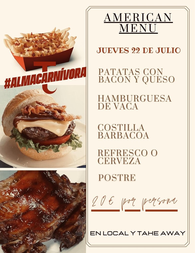 American Menu 20 € Jueves 22. 