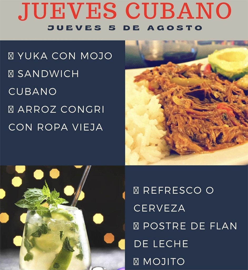 Menú Cubano 20€ - Jueves 5 de Agosto